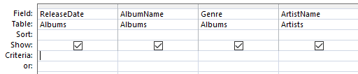 Screenshot of the Query Designer
