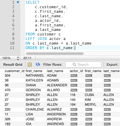 Mysql table names