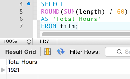 Screenshot of film table