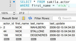 Mysql where from