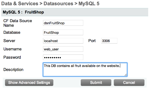 Adding a ColdFusion data source - Screenshot 2