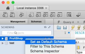 mysql default database