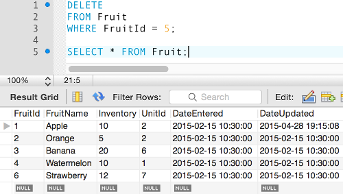 Delete a row mysql Delete a row mysql