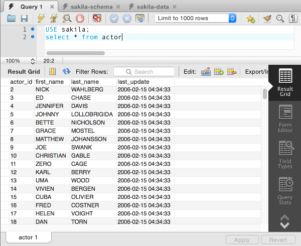 Mysql sample