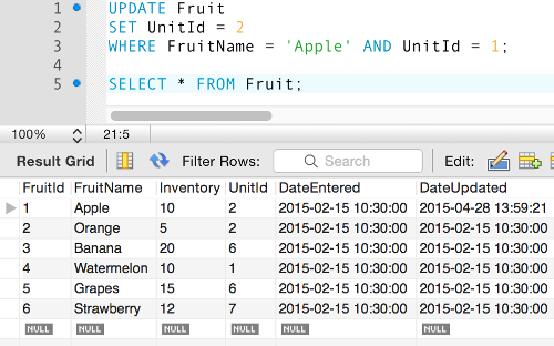 MySQL Update Data 1