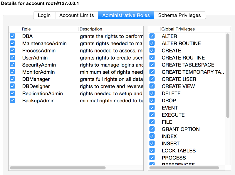 Screenshot of the Administrative Roles tab