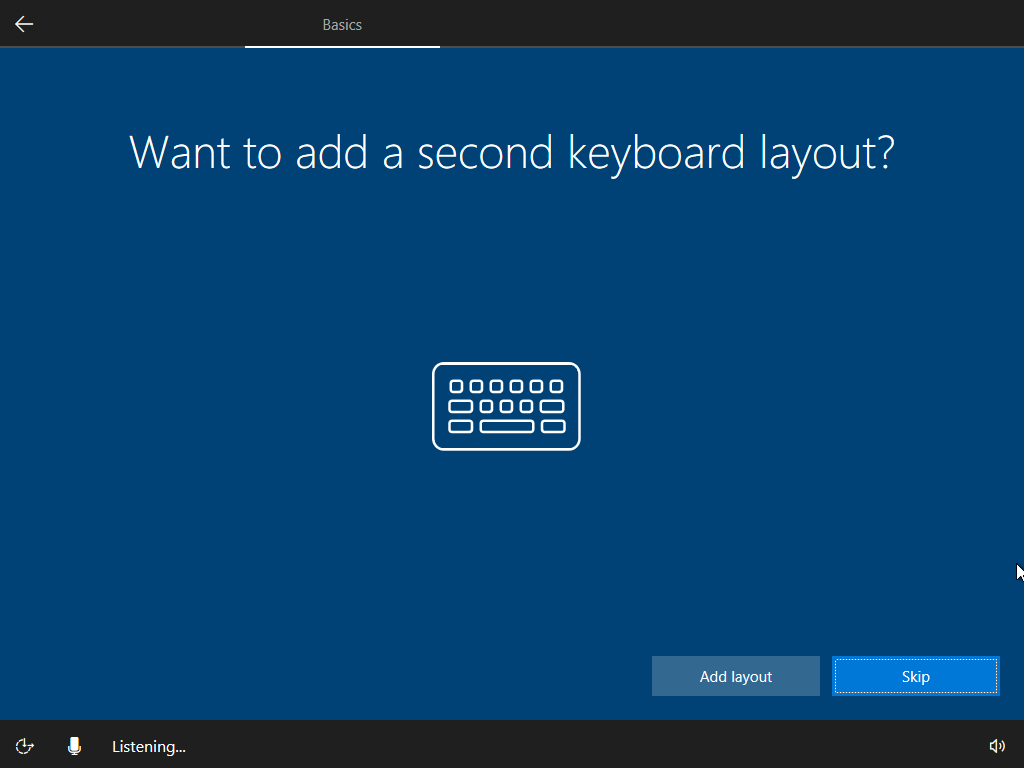 Screenshot of the Windows setup wizard - Add another keyboard.