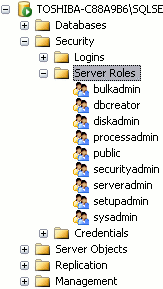 Screenshot of accessing server roles