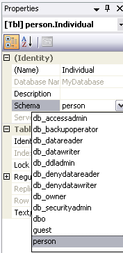 Changing database schema for a table in SQL Server Management Studio