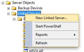 Creating a linked server in SQL Server Management Studio - 1