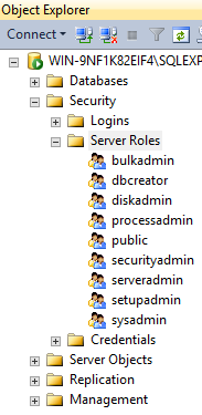 Screenshot of viewing server roles