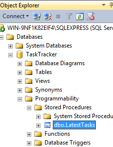 Screenshot of stored procedure in the Object Explorer