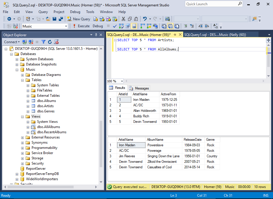 Screenshot of creating a database user in SQL Server.