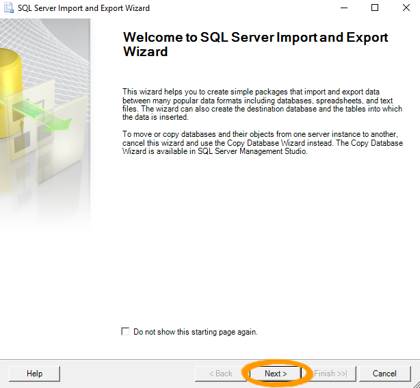 Screenshot of importing data into a table via the SSMS GUI.
