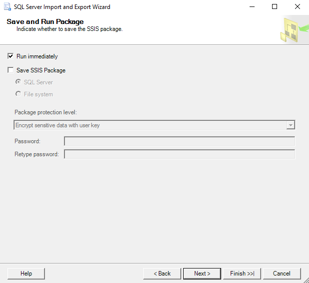 Screenshot of importing data into a table via the SSMS GUI.