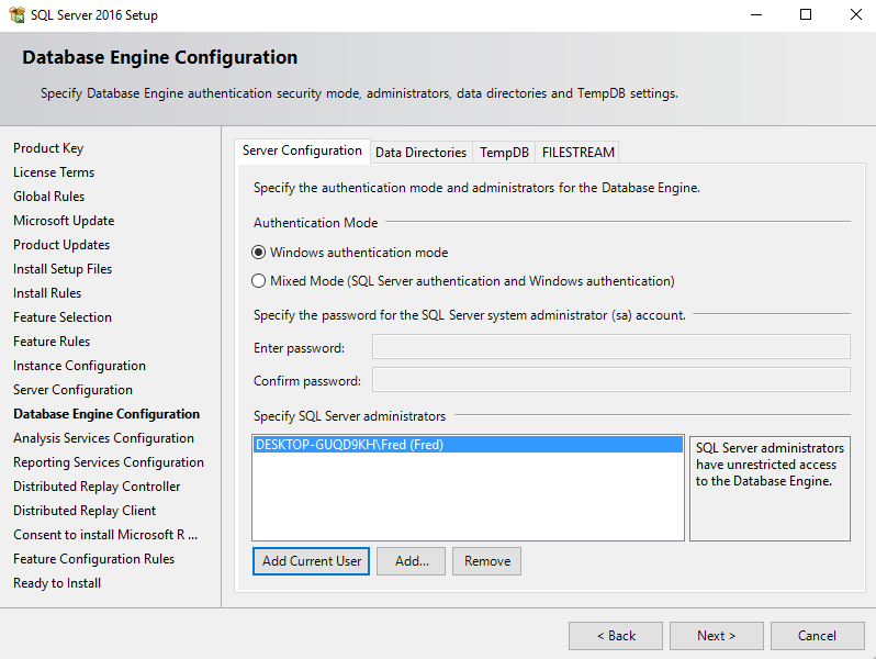 Screenshot of the installation wizard.