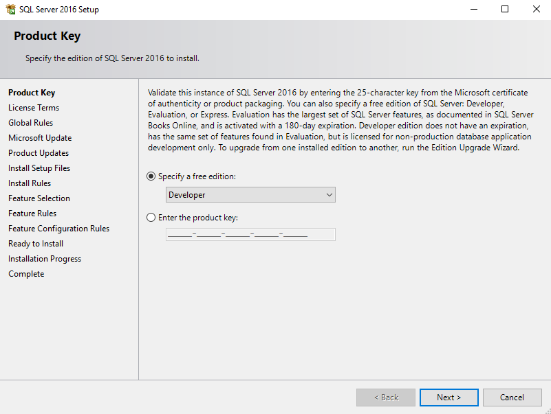 Screenshot of the installation wizard.