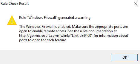 Screenshot of the warning message.