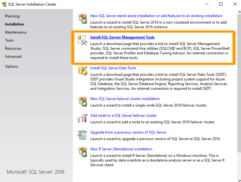 Screenshot of the Installation Center.