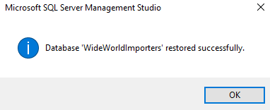 Screenshot of restoring up a database in SQL Server 2016.