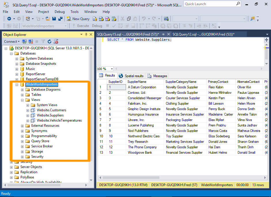 Screenshot of restoring up a database in SQL Server 2016.