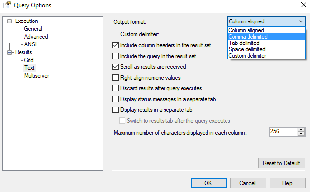 Screenshot of the Query Options icon.