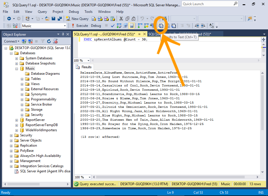 Screenshot of the Results to Text icon.