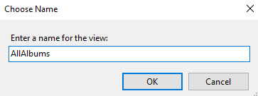 Screenshot of saving a view in SQL Server.