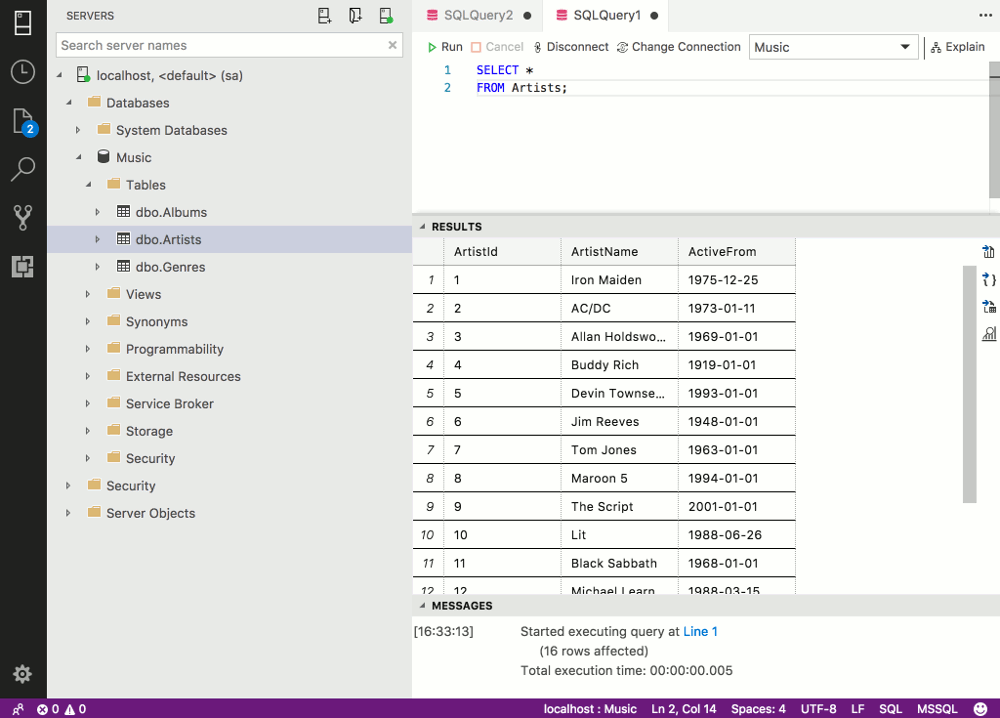 Screenshot of the results.