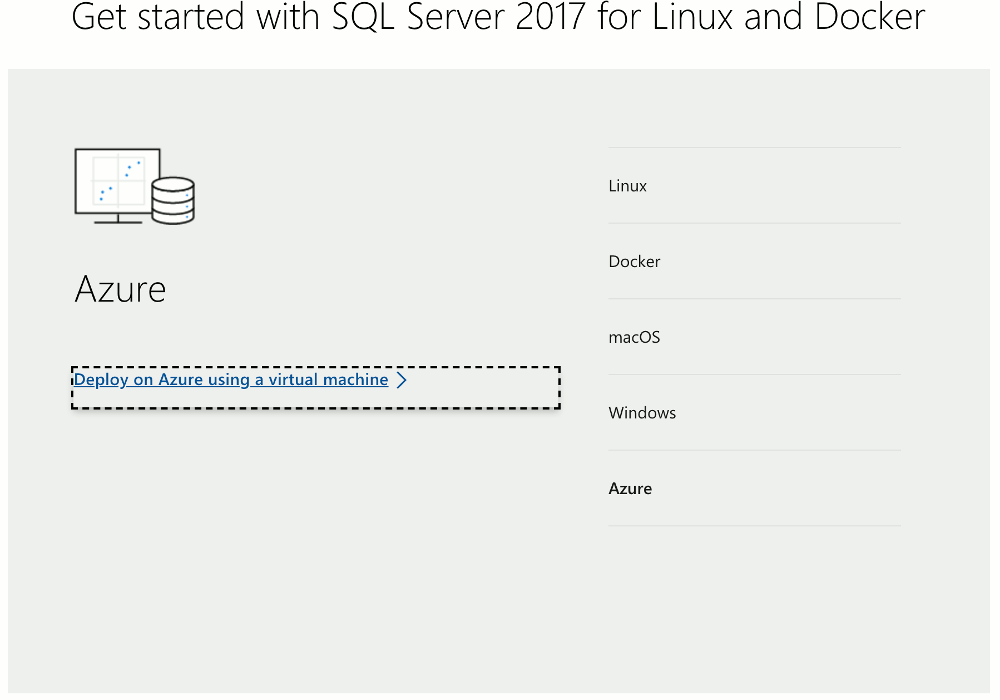 Screenshot of the Azure option for downloading SQL Server 2017