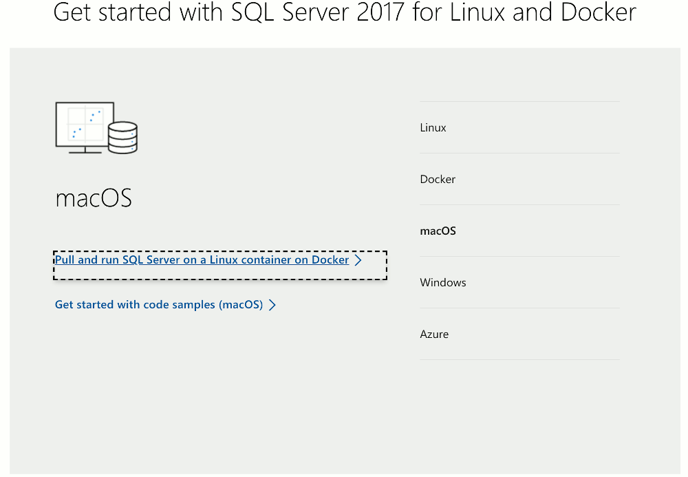 Screenshot of the Mac option for downloading SQL Server 2017