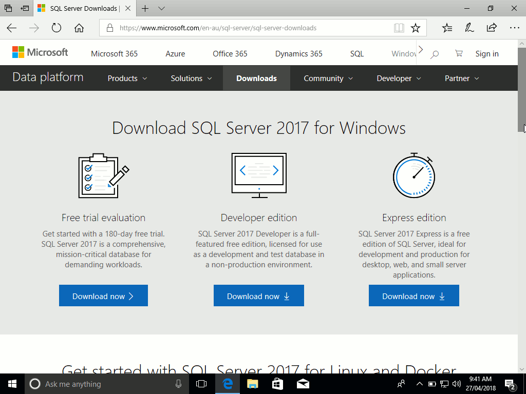 sql server 2017 developer edition sql server 2017 developer edition