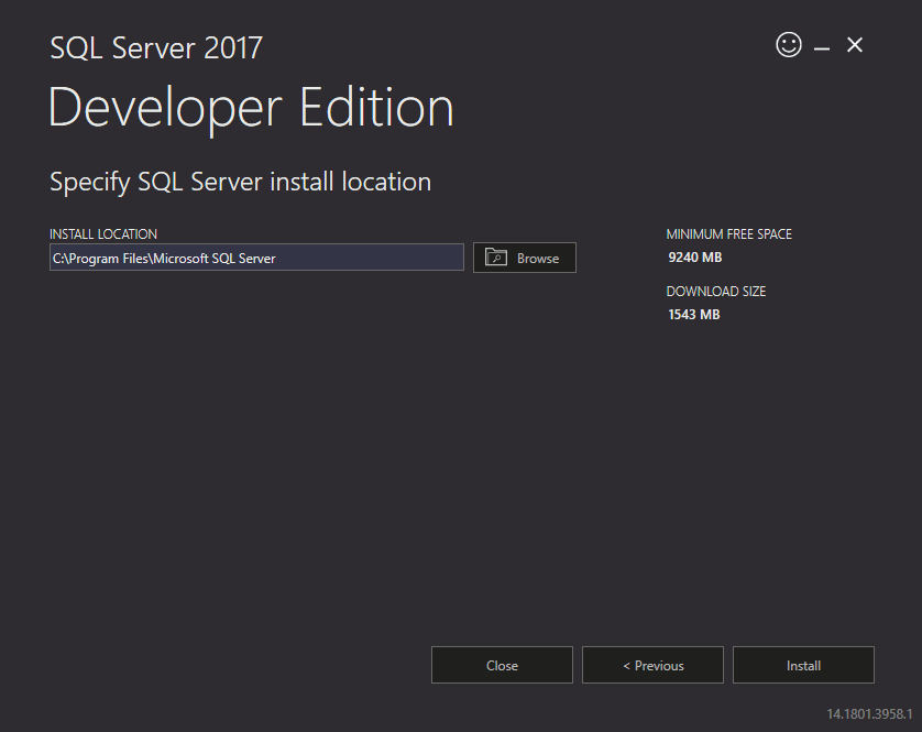 Screenshot of the Install Location screen.