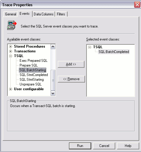 Trace Properties - Events