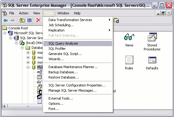 Accessing SQL Query Analyzer from Enterprise Manager