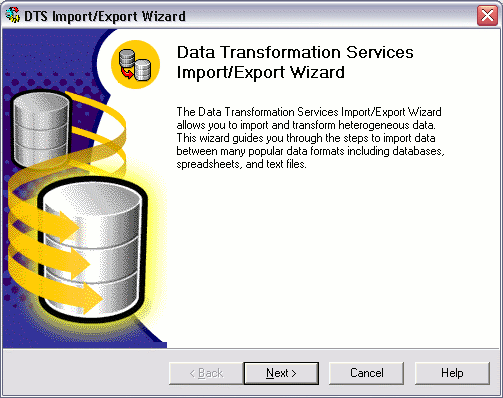 DTS Import/Export Wizard - step 2
