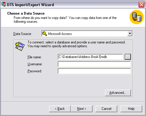 DTS Import/Export Wizard - step 3