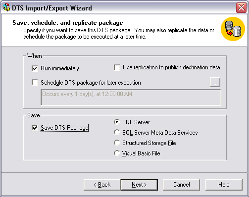DTS Import/Export Wizard - step 7