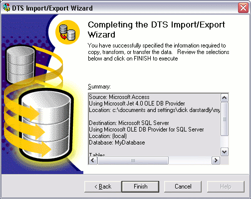 DTS Import/Export Wizard - step 9
