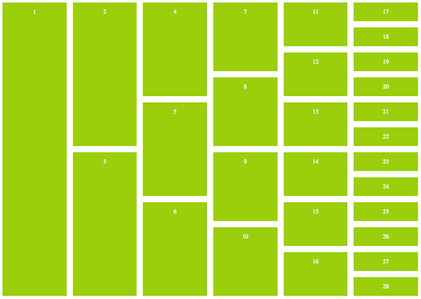 12 column vertical grid green