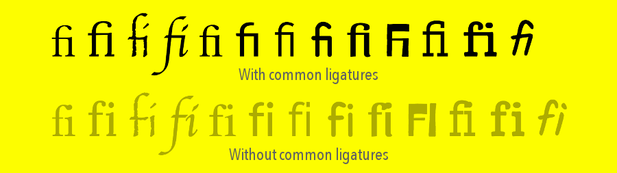 Example of common ligatures.