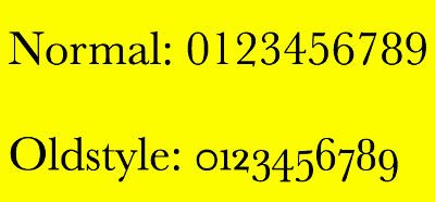 Example of numbers in oldstyle and normal