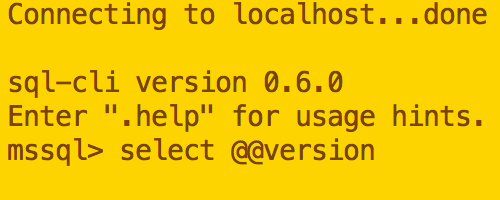 Screenshot of sql-cli in the Terminal on a Mac