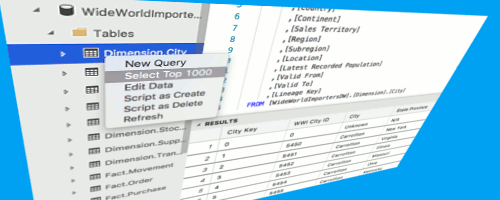 Screenshot of Azure Data Studio running SQL Server