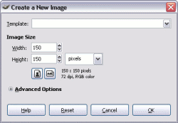 Creating a new image in GIMP