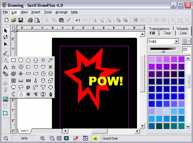 Example of illustration software user interface.